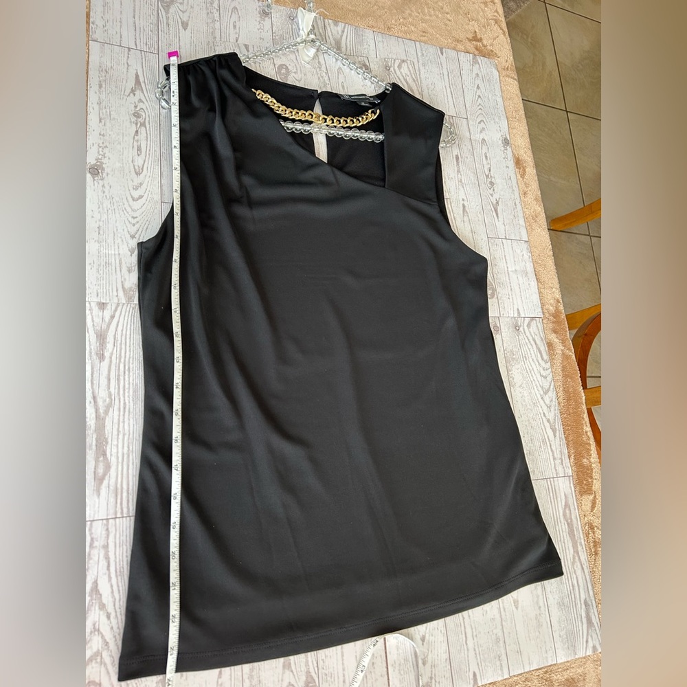 INC International Concepts Black Chain Detail Tank Top - Picture 9 of 10